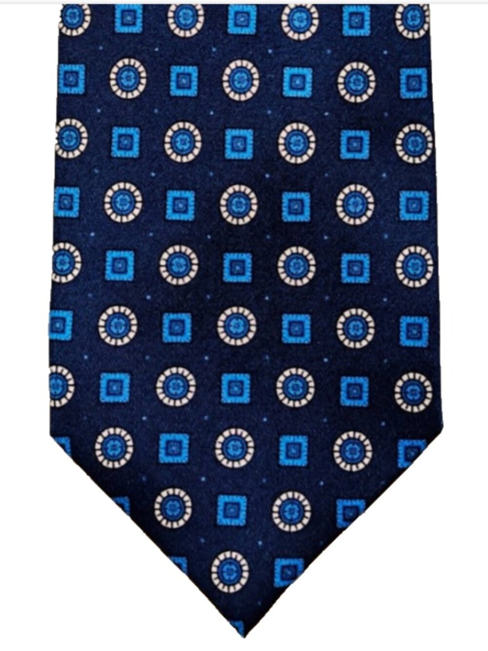 NWOT Cesare Attolini Napoli Geometric Navy Blue Men's Silk Tie 3.25" x 59"